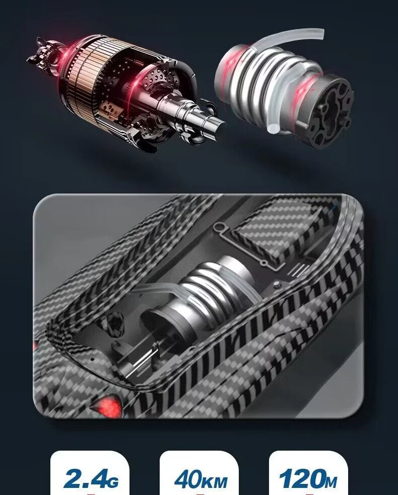 Remote Control Off-Road Boat Model Eddy Current Jet high-Speed Remote Control Speedboat 15-20km/hH156 with Lights Off-Road Speed