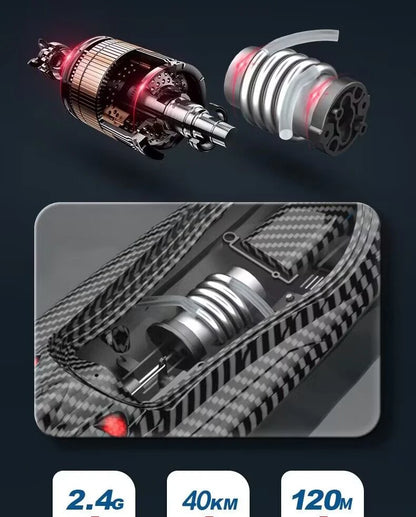 Remote Control Off-Road Boat Model Eddy Current Jet high-Speed Remote Control Speedboat 15-20km/hH156 with Lights Off-Road Speed