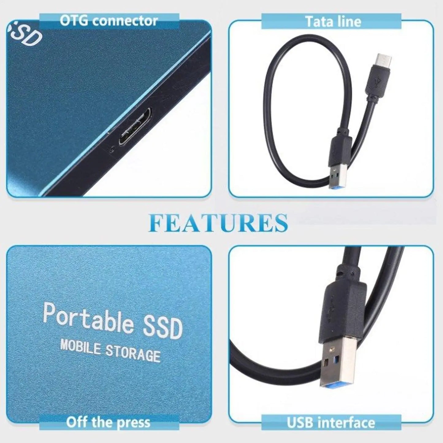 500GB Portable SSD High Speed External Hard Drive Portable Hard Drive Lightweight Design Mass Solid Drive for Phone Laptop