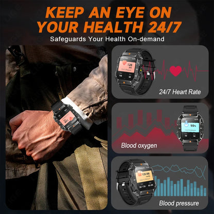New Outdoor Rugged Military GPS Sports Track Smartｗatches Men's Waterproof Bluetooth Call Voice Assistant Heart Rate Smart Watch