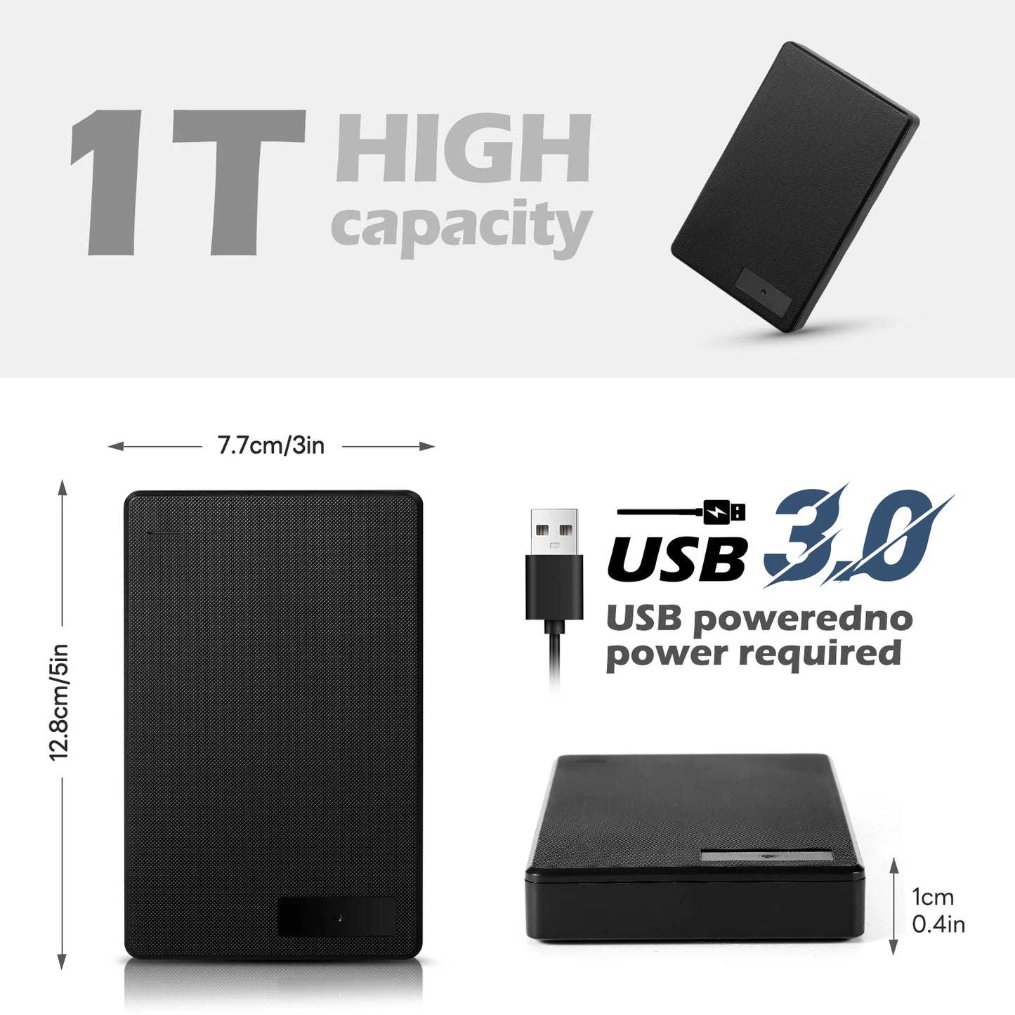 Portable External HD Hard Drive, 1TB,2TB, 4TB,5TB, HDD Memory, USB3.0, High Speed Flash Drive for Laptop, PC, MacBook, PS4, PS5