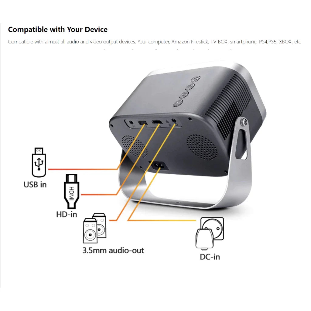 Projector 4K Android11.0 380 ANSI Native 1080P Wifi6 BT5.0  Home Cinema Outdoor Portable Projector