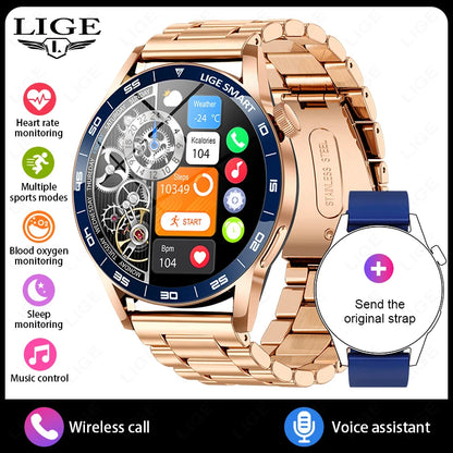 LIGE 2025 New Fashion Smart Watch Men HD Screen Sport Fitness Heart Rate Monitor Bluetooth Call IP68 Waterproof Smartwatch Women