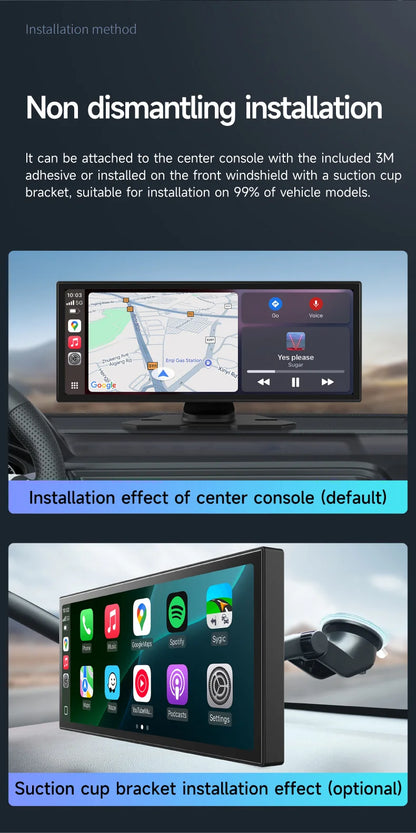 11.26 inch IPS Touch Screen Multimedia Video Player Portable 4K Car DVR Wireless CarPlay Android Auto Dual Lens Driving Recorder