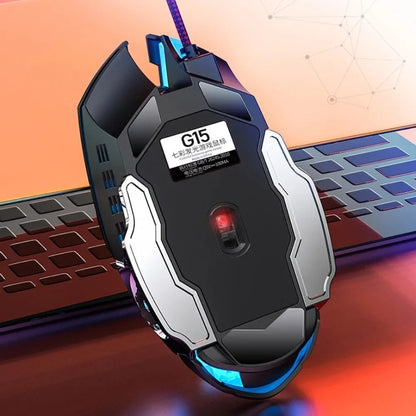 Fluent Colorful Light Wired Mouse 7-Color with Sound USB Mouse Cool Illuminated Mechanical Mouse PC Laptop