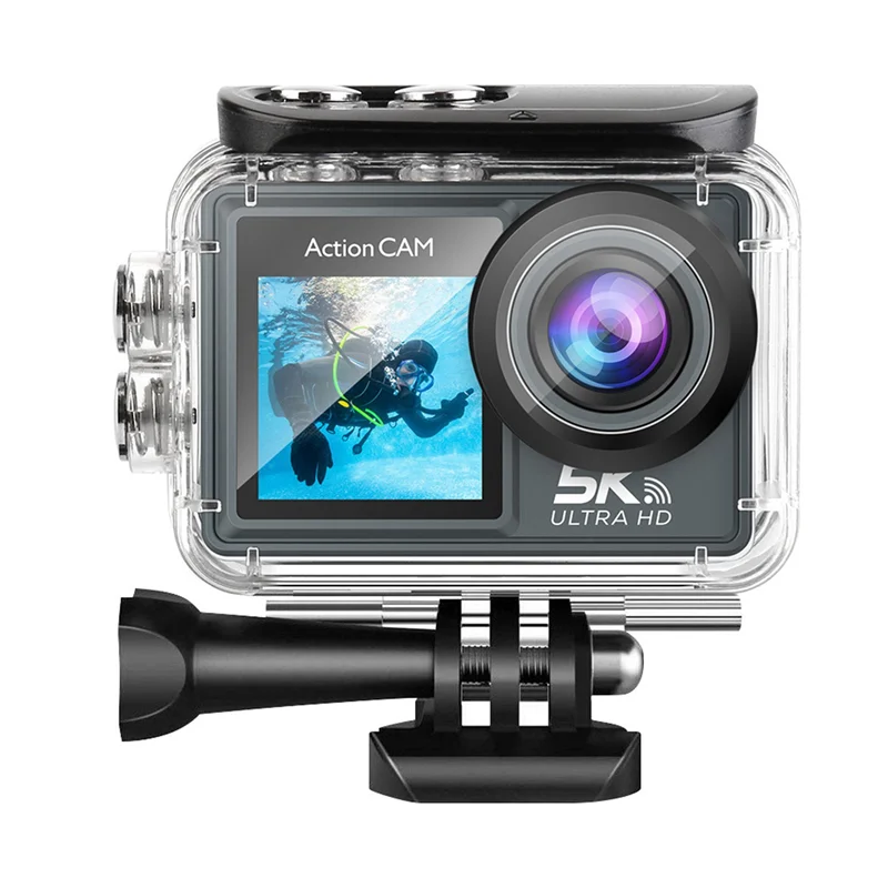 AK51-Wifi Anti-Shake Action Camera 5K 30FPS Dual Screen 170° Wide Angle 30M Waterproof Sport Camera With Remote Control