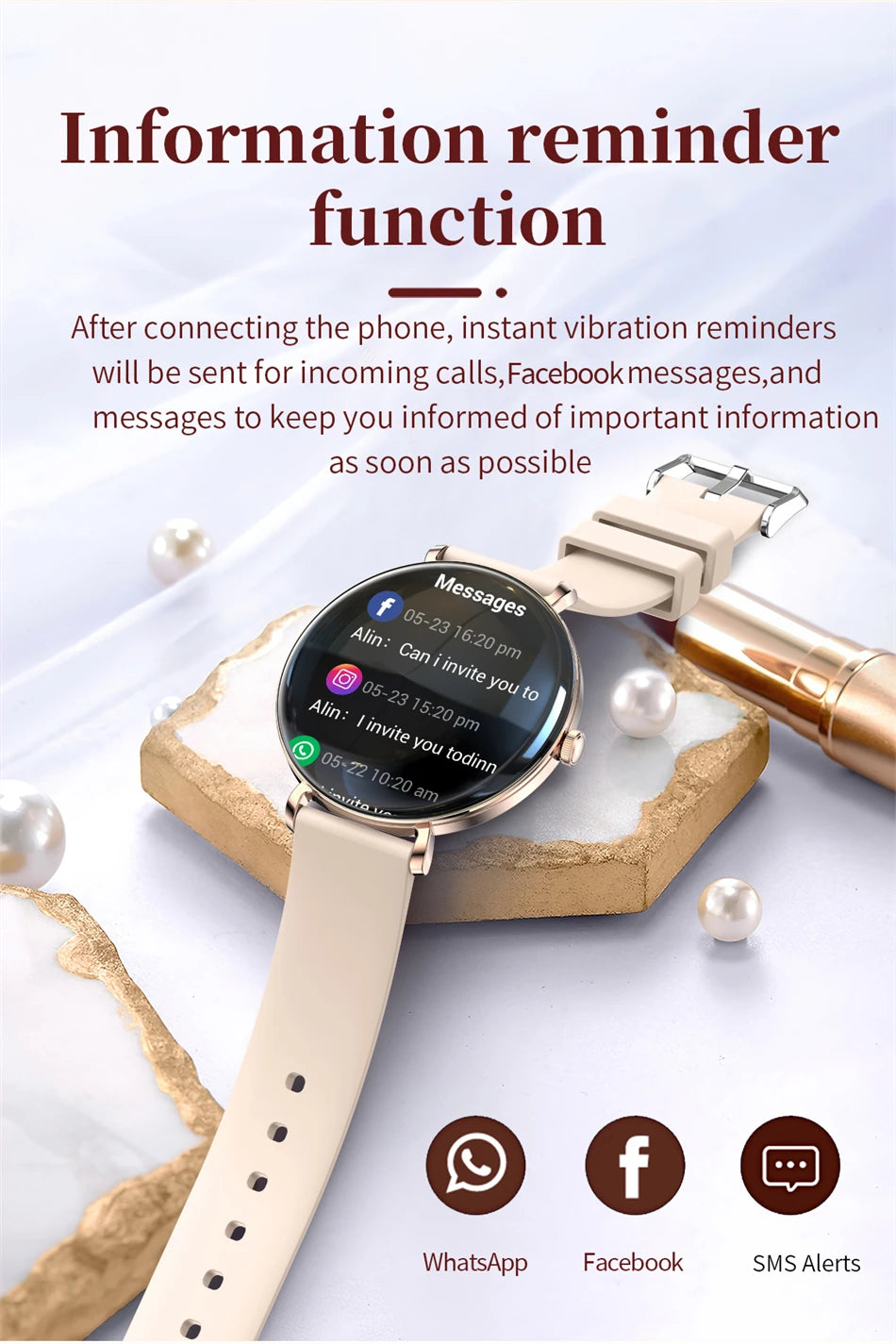 LIGE 2025 New Smart Watch Women 1.43" AMOLED HD Screen Heart Rate Sport Fitness Bluetooth Call Ladies Smartwatch For Android IOS