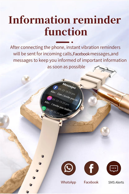 LIGE 2025 New Smart Watch Women 1.43" AMOLED HD Screen Heart Rate Sport Fitness Bluetooth Call Ladies Smartwatch For Android IOS