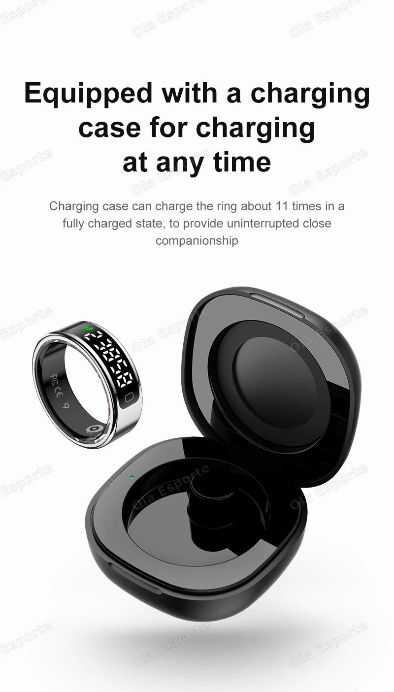 New Smart Ring Men Women Display Screen Gesture Swipe Video Smartring Waterproof Heart Rate Sleep Monitor Rings For Android IOS