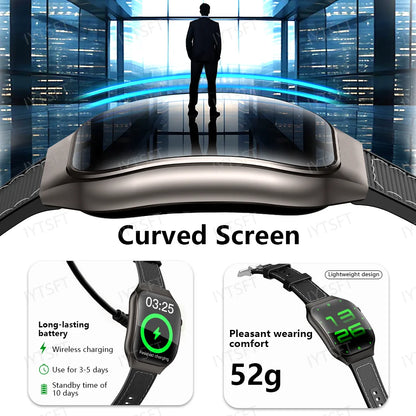 LAXASFIT New Curved Screen Women's Smart Watch 2.01'' AMOLED HD Touch Screen Bluetooth 5.3 Voice Call Men's Fitness Smart Watch