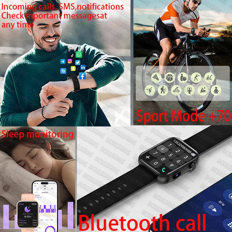 2025 New Smart Watch Men Women Camera Take Photos Record Video Health Monitor Sports Fitness Waterproof BT Call Smartwatch