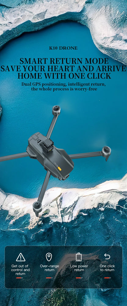 10KM 35 Mins With Touch Screen RC K10 Professional GPS Drone with 3-Axis Gimbal 8K Dual Camera FPV Brushless Airdrop Quadcopter