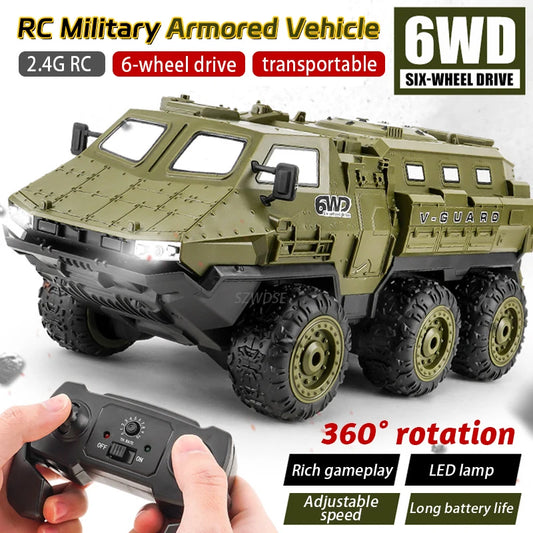 NEW RC 6-wheel drive RC Car Armored Heavy-duty Transport Vehicle Adjustable Speed Full-scale Climbing Off-road RC High-speed Car
