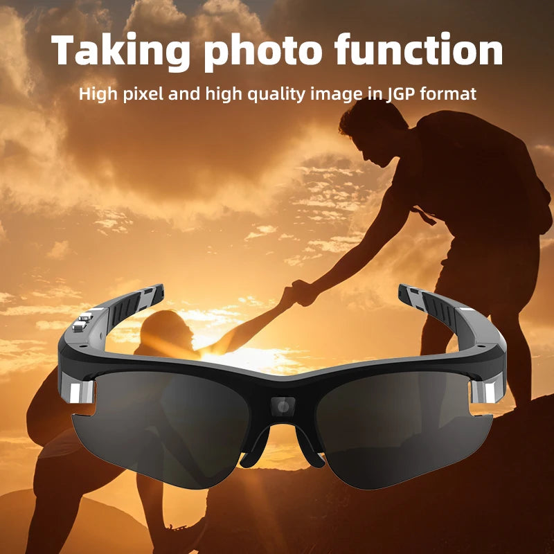 FHD Sports Video Recorder Glasses Mini Action Camera Portable Smart Cam Sunglasses Wearable Bodycam  Driving Bike Riding Outdoor