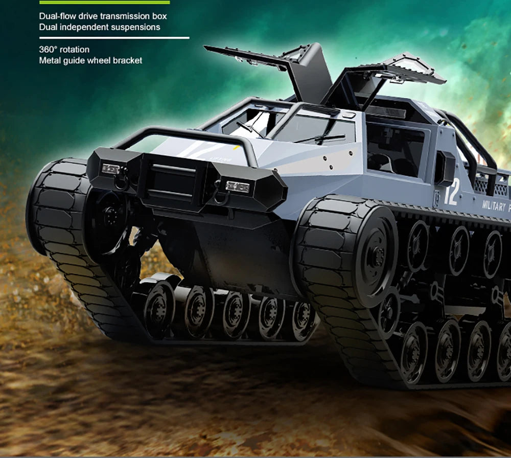 JJRC C8812 / C8812 MAX RC Car Full Scale Tracked Tank Simulation 2.4G Remote Control Car Drift LED Light Off-Road RC Toy As Gift