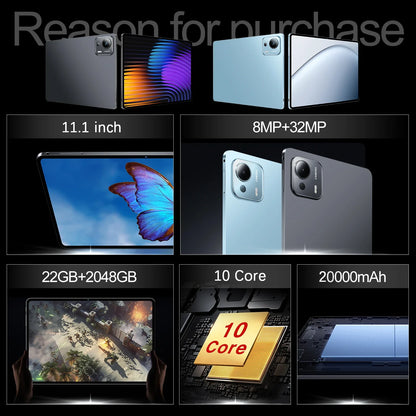 2025 Original Pad 7 Ultra Tablets Snapdragon 8 gen3 22GB+2TB Android 15  Global Version tableta5G Dual SIM 10 Core WiFi WPS 2000