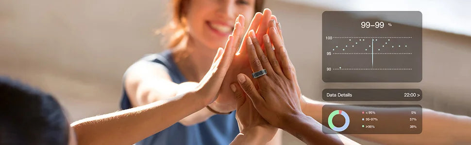 Smart Ring - Fitness Tracker with Sleep Monitor, Pedometer & 20+ Exercise Modes, IP68 Waterproof, Stainless Steel Retro-Fashion