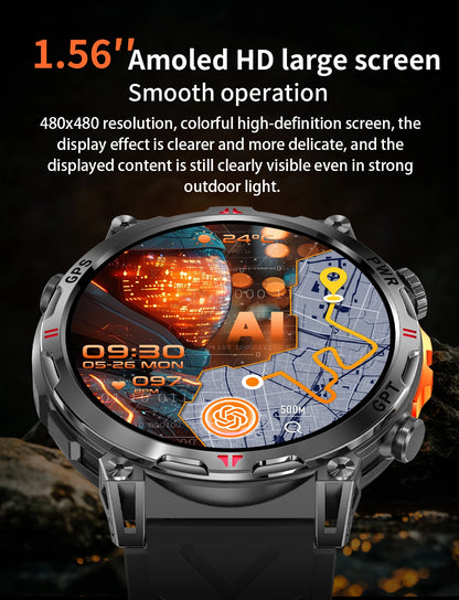 2025 Best seller Military AMOLED HD SmartWatch GPS Compass 10ATM Waterproof Tactics 170+Sport BT call SmartWatch 650Mah Battery