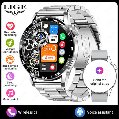LIGE 2025 New Fashion Smart Watch Men HD Screen Sport Fitness Heart Rate Monitor Bluetooth Call IP68 Waterproof Smartwatch Women