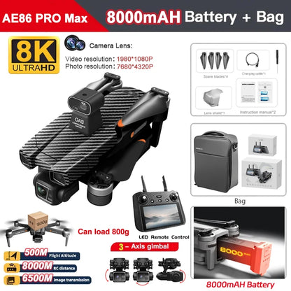 AE86 PRO MAX/S155 GPS Drone Professional 8K 3-axis PTZ Aerial Obstacle-Avoiding Brushless Motor 5G WIFI RC Quadcopter Toys