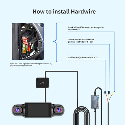 Dash Cam for Cars Free 64GB Dash Cam 360 Degrees Car DVR WiFi GPS 24h Parking Monitor 4 Lens HD 1080P Video Recorder APP Control