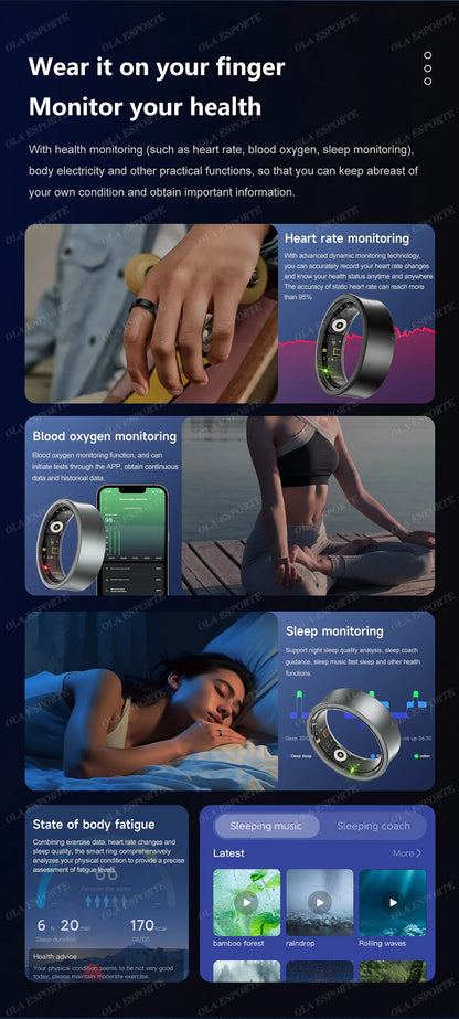 Smart Ring For Women 5ATM&IP68 Waterproof Rings Man Health Monitoring Heart Rate Sleep Monitor Sport Tracker Smartring 2025 New