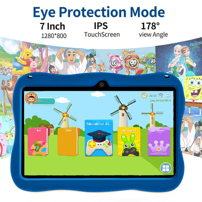 7 Inch Kid Tablet 4GB RAM 64GB ROM Android 13 Wi-Fi Battery Dual Camera Children's Gift Kids Software
