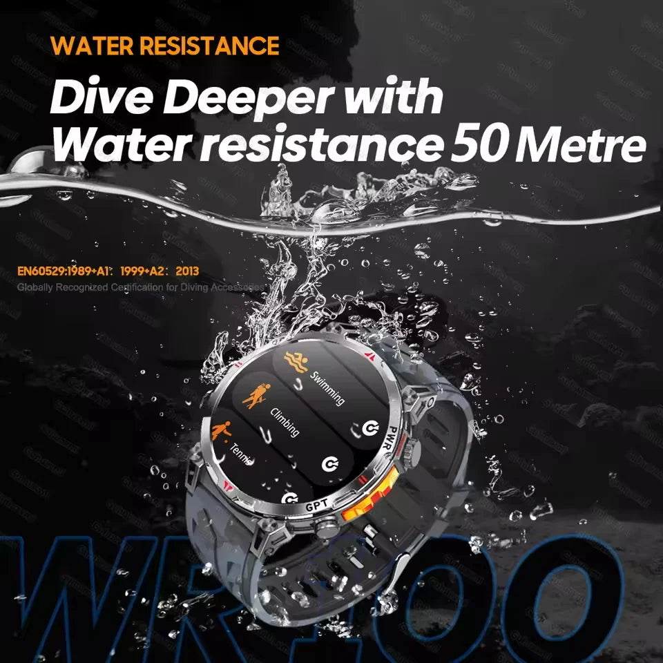 2025 Best seller Military AMOLED HD SmartWatch GPS Compass 10ATM Waterproof Tactics 170+Sport BT call SmartWatch 650Mah Battery