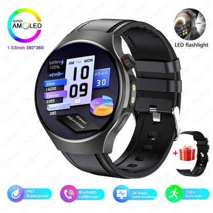 Outdoor Military Rugged Smart Watch Men GPS Sports Fitness Waterproof Watch With Flashlight Function Bluetooth Call Smartwatch