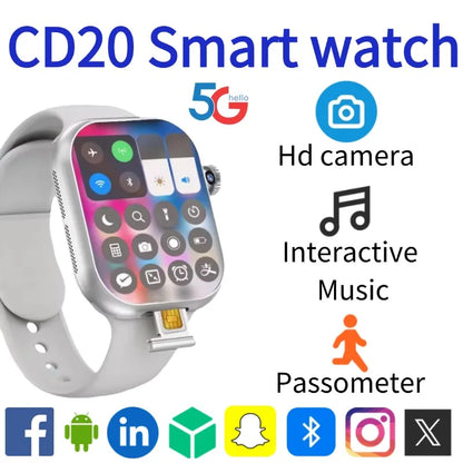 Smart 5G Smartwatch 2.29 Inch AMOLED Display 180 Degree Rotating Camera SIM Card WiFi GPS Video Calling Worldwide Version