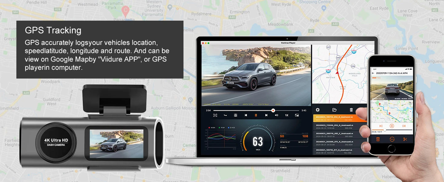 Dash Cam Cars 4K Front and Rear Camera Car Dvr WIFI GPS Car Camera for Vehicle Video Recorder Rear View Camera Parking Monitor