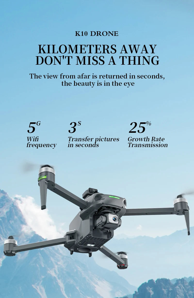 10KM 35 Mins With Touch Screen RC K10 Professional GPS Drone with 3-Axis Gimbal 8K Dual Camera FPV Brushless Airdrop Quadcopter
