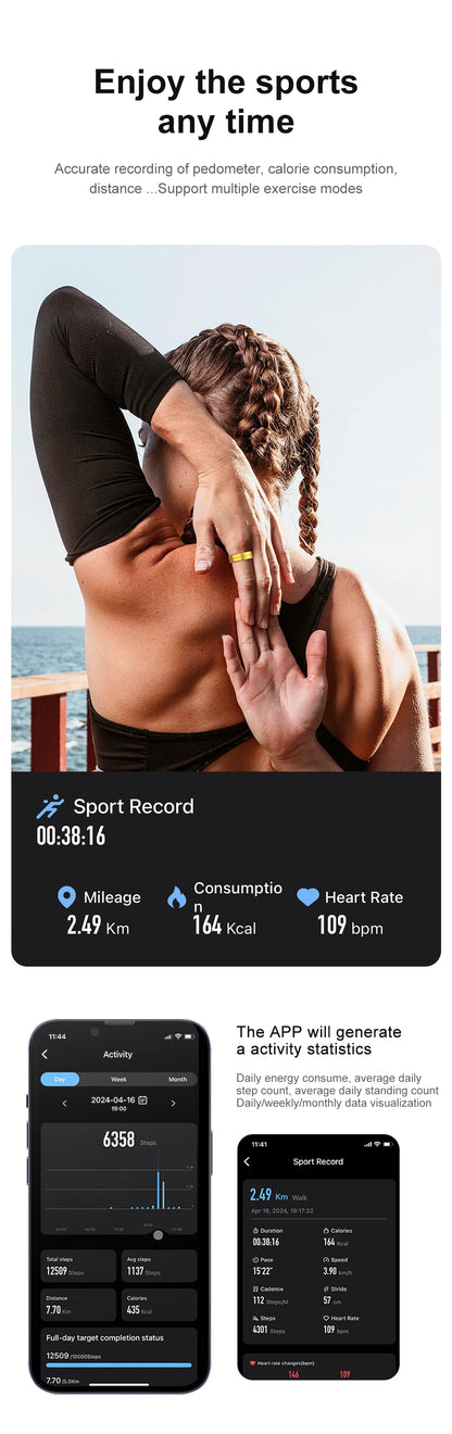 2025 R06 Smart Ring Men Women Health Monitor IP68 Waterproof Man Smartring Fitness Tracking Smart Rings Multiple Sport Modes