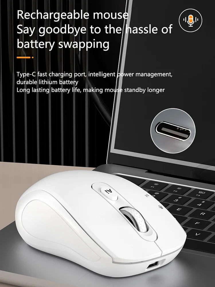 Intelligent Mouse Wireless Bluetooth Dual Mode Mute Rechargeable Mouse Voice Typing Translation Writing Office Universal