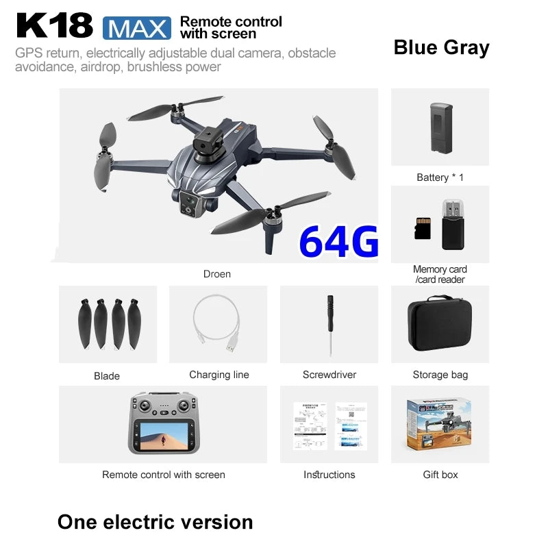 GPS MAX Drone with 8k professional HD camera 5G WiFi Brushless barrier avoidance Folding quadcopter