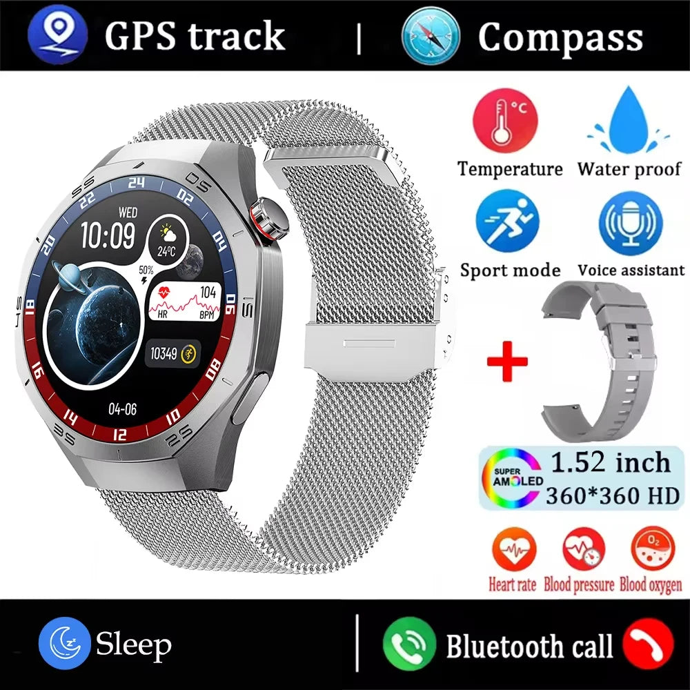 New GT5 Pro Sport Smart Watch Men HD AMOLED Screen GPS Motion Trajectory Heart Rate Bluetooth Call 1.52" NFC SmartWatch IP68+box
