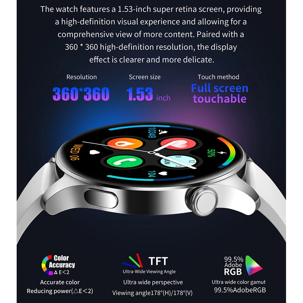 2025 New Watch 3 Smart Watch Men 1.53 Inch HD Screen GPS Fitness tracker Bluetooth Call Health IP67 Waterproof Smartwatch Man