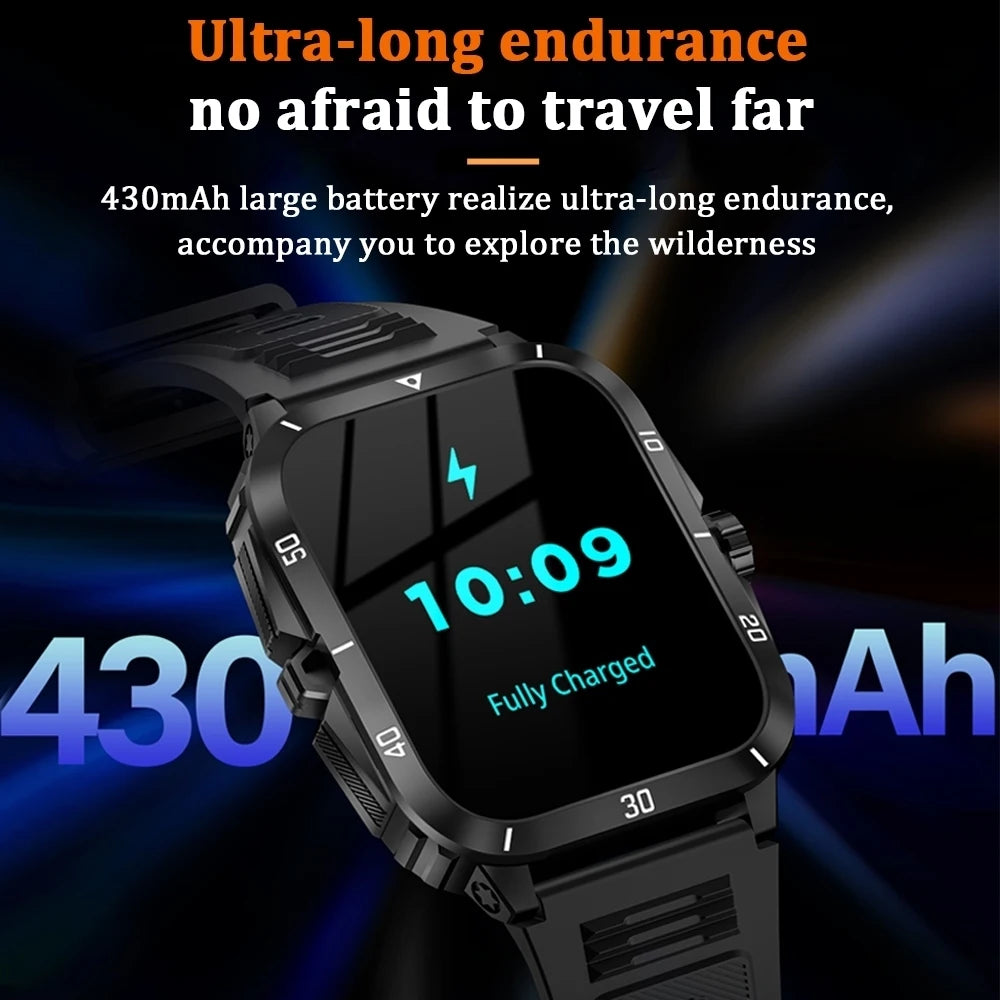 3ATM Waterproof Smartwatch Men 1.96 Inch HD Screen GPS Sports Fitness Tracker Health Monitoring Bluetooth Call Sport Smart Watch