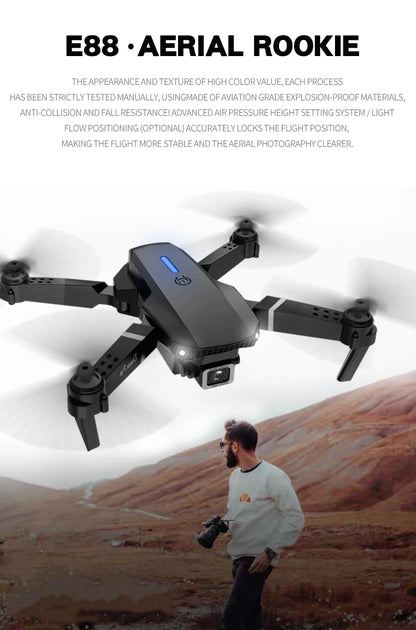 MHD E88 Dual Camera Drone Aerial Photography Professional High-definition Quadcopter Outdoor Flying Toy Beginner Drone Kids Gift