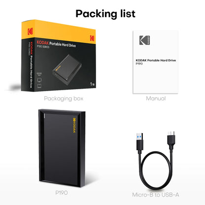 KODAK Portable External Hard Drive PHDD 500G/1TB High-Speed Storage for PC, Laptop, PS5, PS4 Lag-Free Gaming & Large File Transf