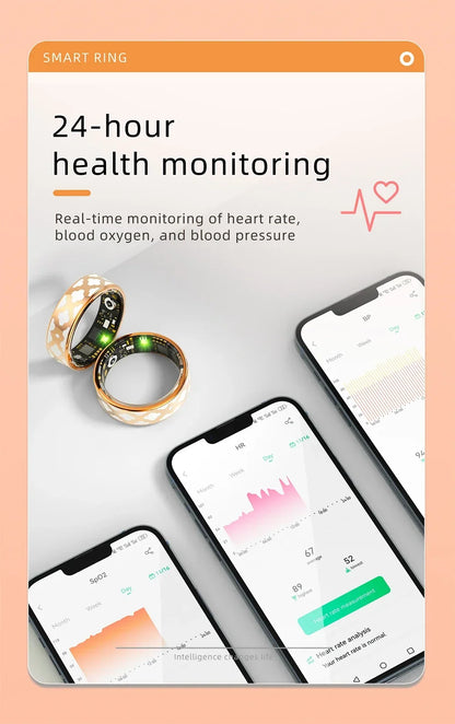 Smart Ring with Charging Box for Heart Rate Blood Oxygen Sleep Monitoring Multi Sport Tacking Modes IP68 Waterproof Smart Rings