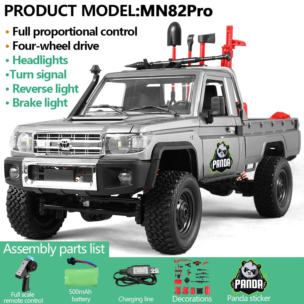 Panda Edition MN82 RC Cars 1/12 Full Scale 2.4G4WD 280 Motor Remote Control Off-Road Pickup Truck Model Car for Boys Adult Gifts