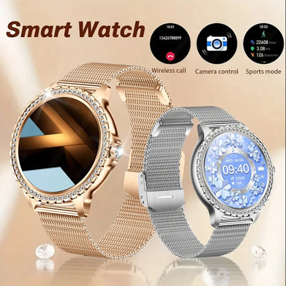 2005 New Fashion Ladies Bluetooth Call Smart Watch AMOLED HD Screen Health Monitoring Sports Diamond Smartwatch IOS Android