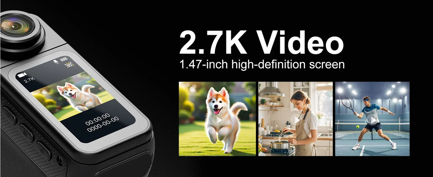 Thumb Action Camera Mini 2.7K Sport Go Pro Cameras Pocket Cam Instant 180°Angle WIFI Recorder Magnetic Attraction Bracket Camera