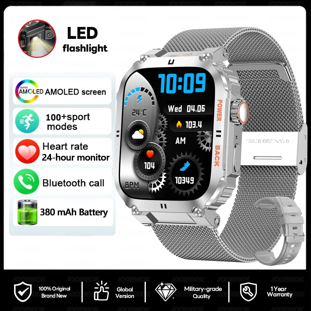 Men's Outdoor Sports Bluetooth Call Smart Watch 1.91 Inch Full Screen Touch Flashlight 110+ Sport Mode Smartwatch 2025 New