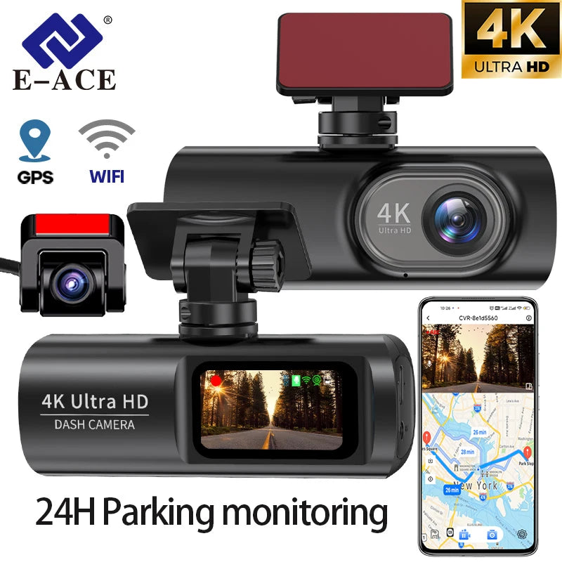 Dash Cam 4K WIFi GPS Front and Rear Night Vision Video Recorder HD 1080P Camera Auto System for car  Bicycles motorcycl summer