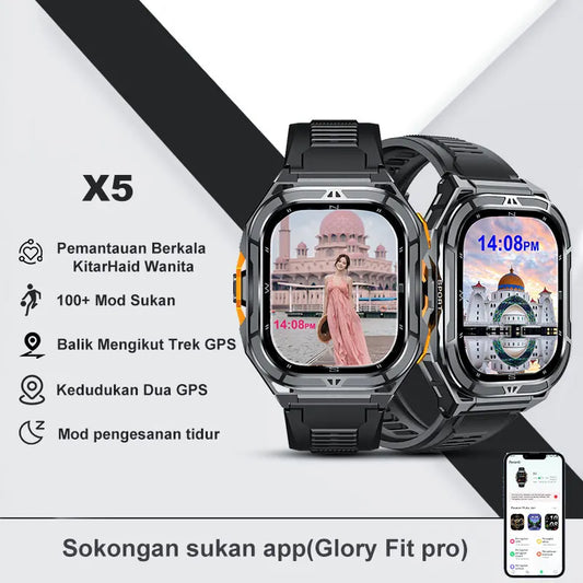 GPS Smart Watch 1.96" AMOLED HD 100+ Sports Modes 480mAh large 15-Day Battery 50M Waterproof Heart Rate/Sleep Monitor,Bluetooth