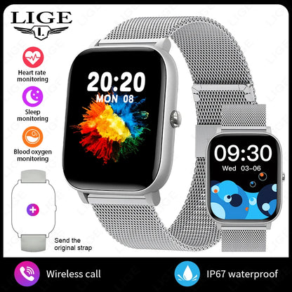 LIGE 2025 Smart Watch Men 1.85'' Screen Lady Gift Sports Fitness Watches Bluetooth Calling Digital Wristwatch For Android Phone