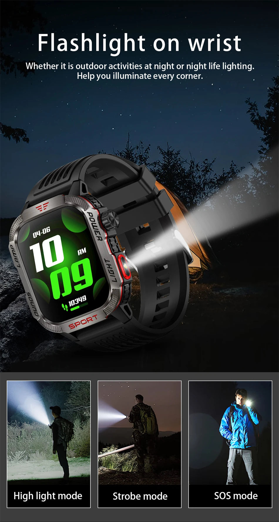 For Huawei GPS Outdoor Sport LED Light Smartwatch Men 600mAh Large Battery Cash Verification Function Bluetooth Call Smart Watch