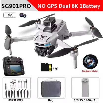 SG901MAX GPS Drone 8K Professional HD Dual Camera 5G WIFI With Screen 360°Obstacle Avoidance Brushless Foldable Quadcopter Drone